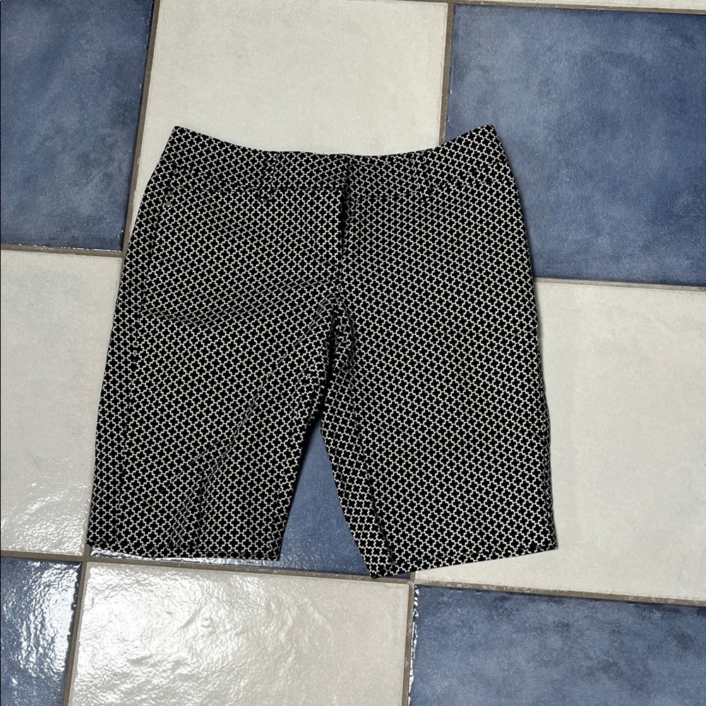 White House Black Market Black and White Patterned Shorts